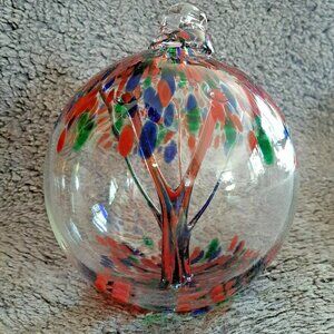 Hanging Glass Ball 6" Diameter "Holiday Tree" Witch Ball (1) #107